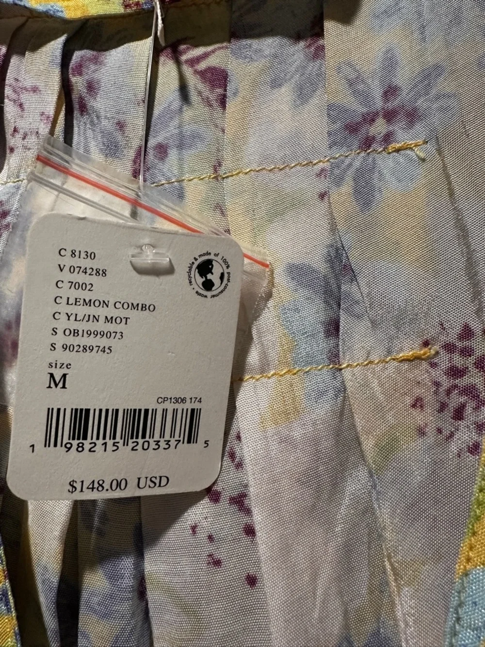 NWT Free People Sugar Crush Floral Mini Dress in Lemon Combo Size Medium